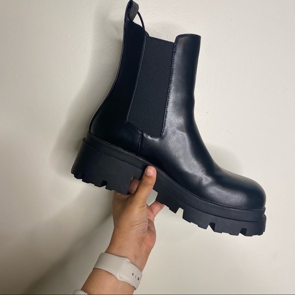 Zara Leather Lug Boot Black 40 - Picture 6 of 11